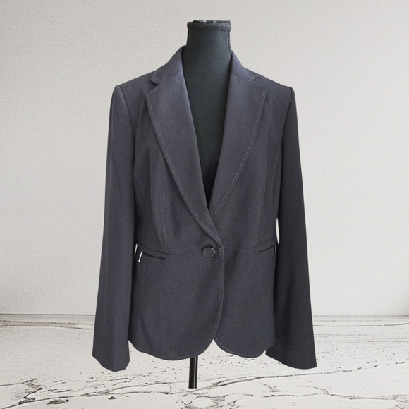 Marks & Spencer Charcoal Women's Stiched Blazer With Zippered Pockets Size 16 - Picture 1 of 9